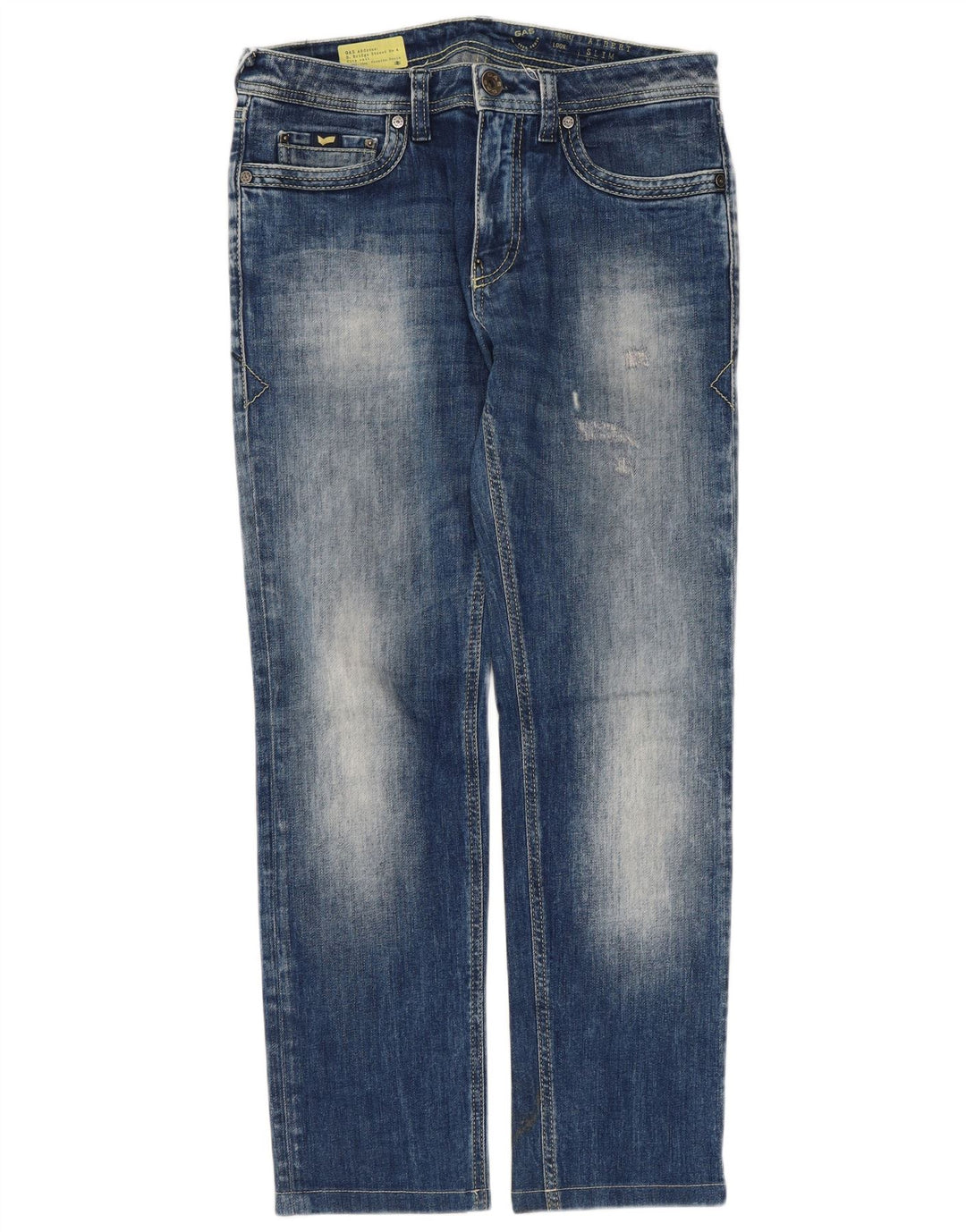 Gas Albert Jean slim vieilli W30 L27 en coton bleu pour femme