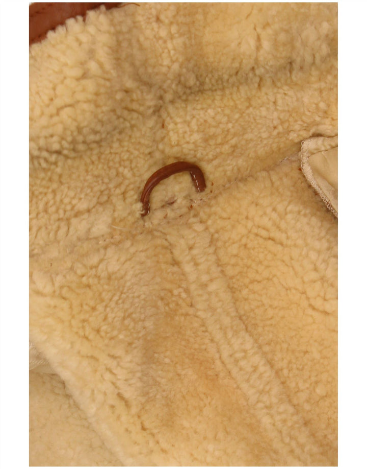 Veste en peau de mouton surdimensionnée femme vintage UK 18 XL peau de mouton marron