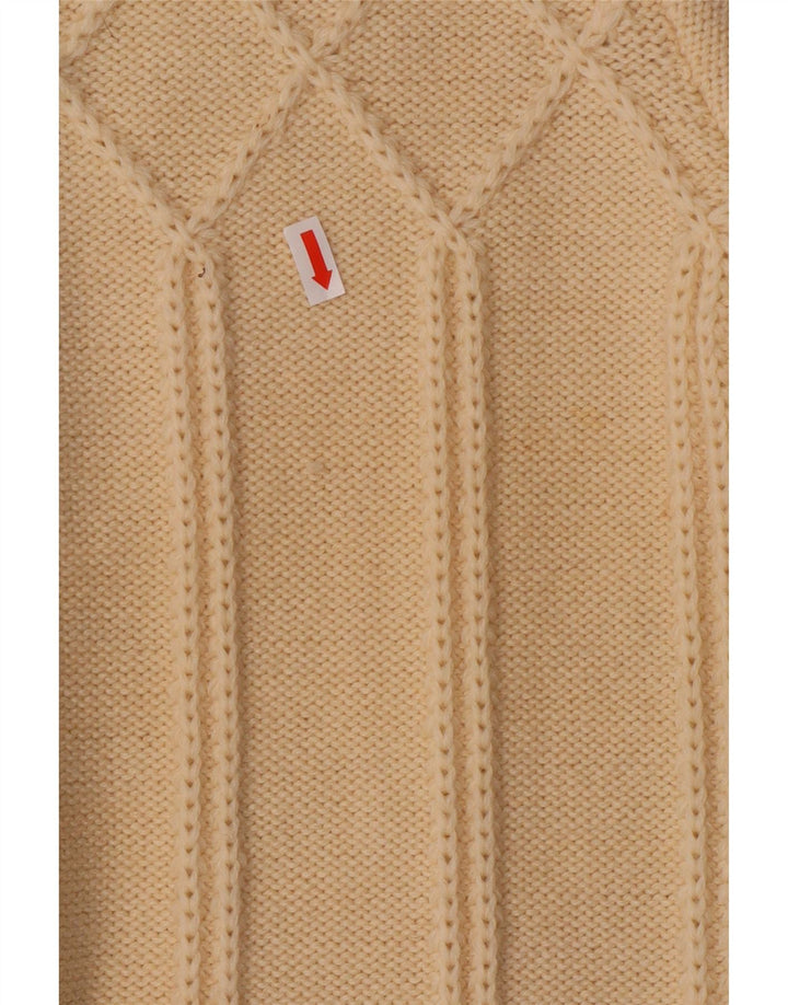 vintage Femme Cardigan Pull UK 12 Moyen Off White Wool