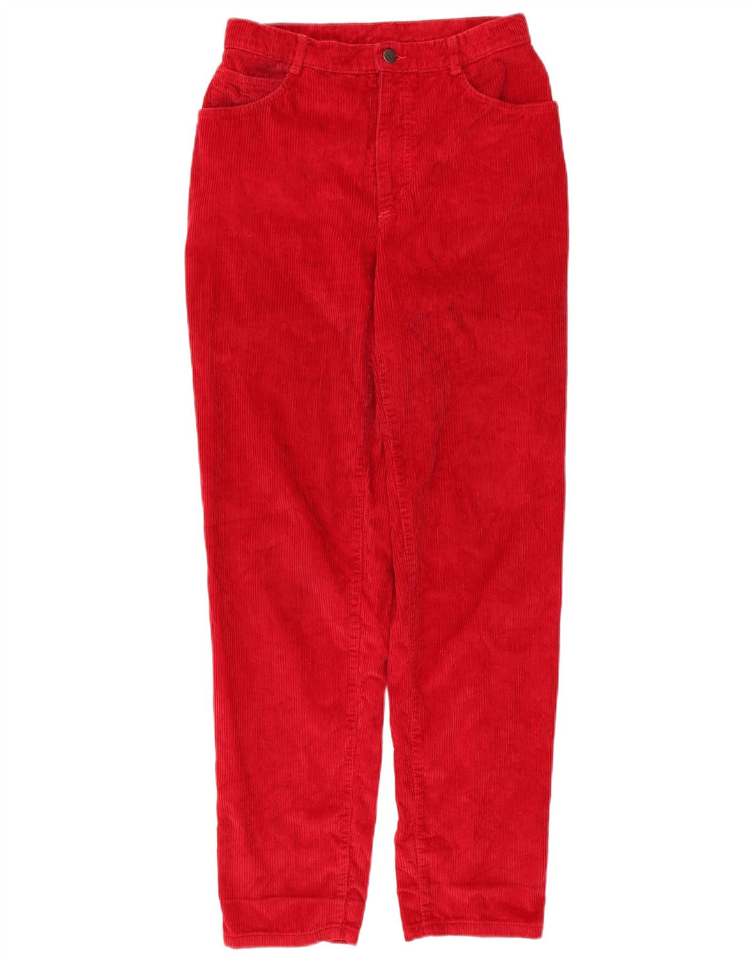 BENETTON Pantalon Fuselé Velours Côtelé Femme W29 L32 Coton Rouge