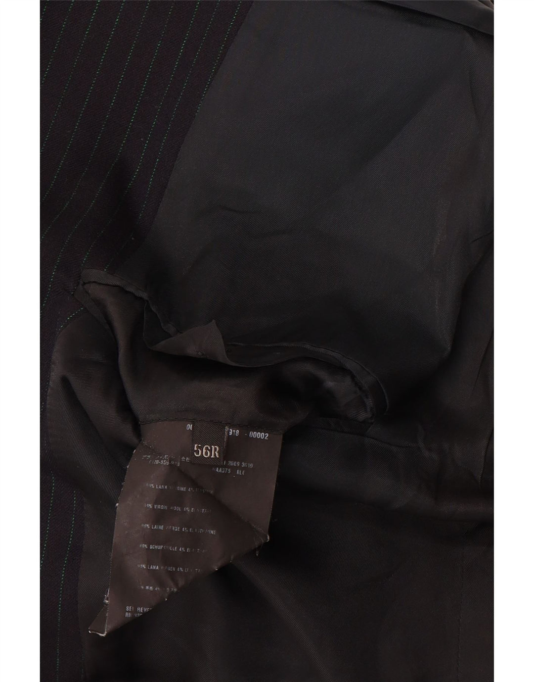 Prada Mens 3 Bouton Blazer Veste Taille 56 2XL Noir Pinstripe Virgin Wool
