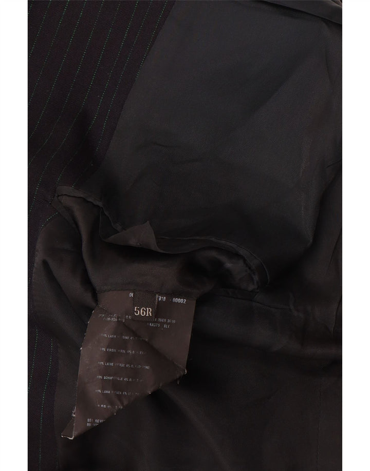 Prada Mens 3 Bouton Blazer Veste Taille 56 2XL Noir Pinstripe Virgin Wool