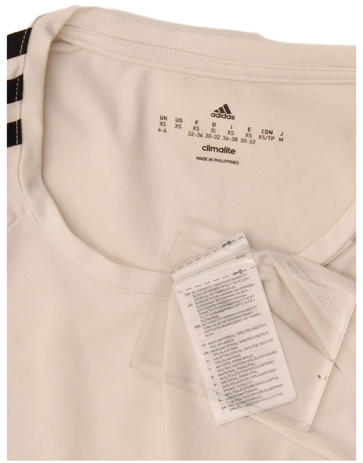 Adidas Climalite T-Shirt Top UK 4/6 XS Blanc Cassé Polyester