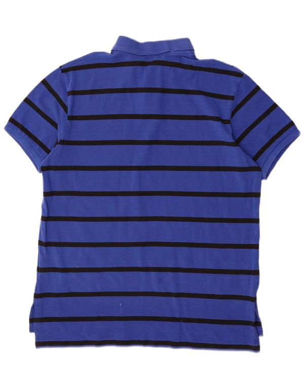 POLO RALPH LAUREN Polo Homme Coupe Sur Mesure XL Bleu Rayé Coton