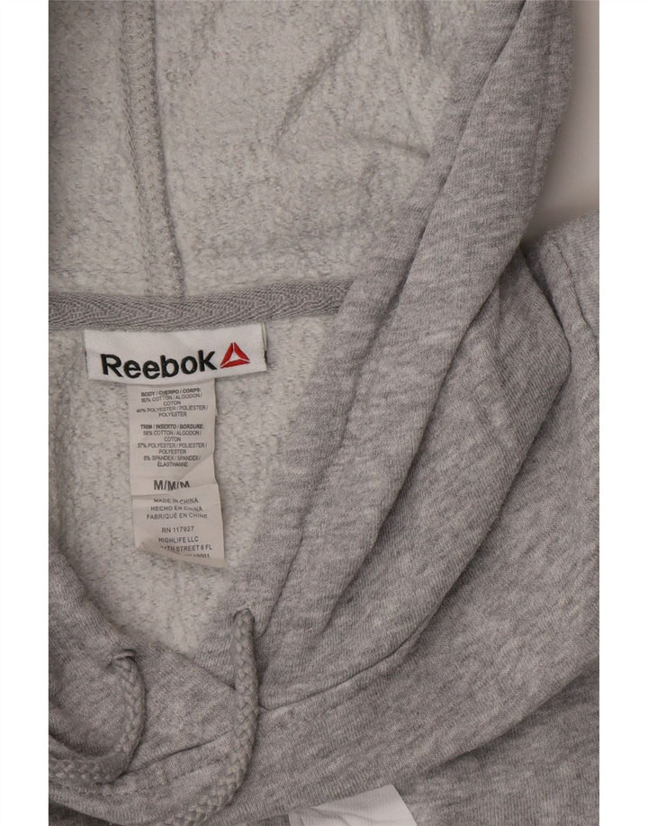 REEBOK Pull à capuche graphique pour femme UK 44 Gris moyen chiné en coton