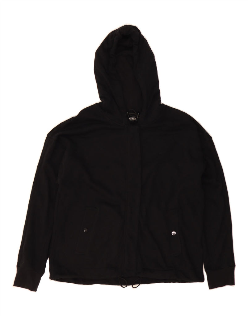 RALPH LAUREN Womens Zip Hoodie Sweater UK 16 Large Black Cotton Vintage Ralph Lauren and Second-Hand Ralph Lauren from Messina Hembry 