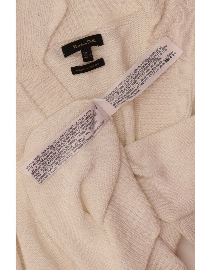 Massimo Dutti Pull col polo pour femme UK 16 Large Blanc