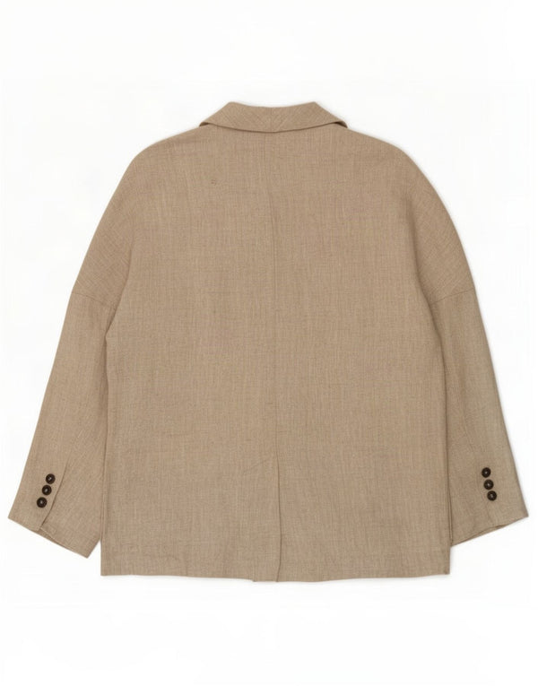 Zara Womens Double Breasted Blazer Jacket UK 16 Grand Lin Beige