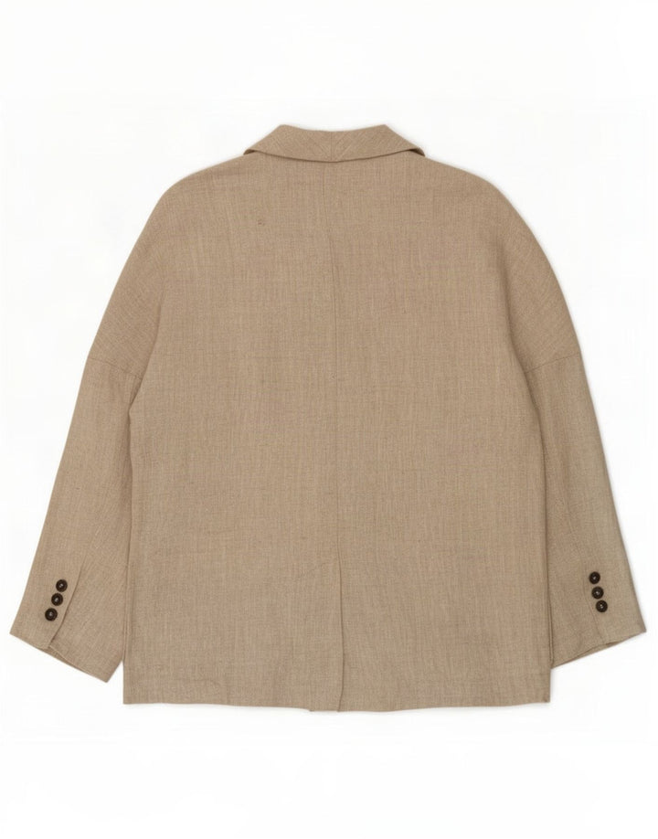 Zara Womens Double Breasted Blazer Jacket UK 16 Grand Lin Beige