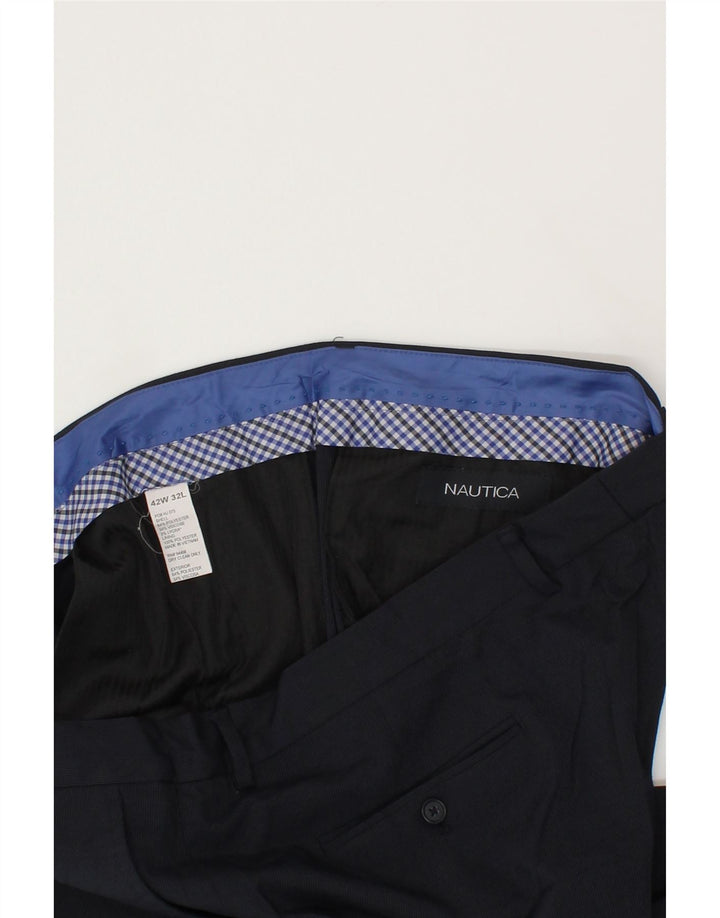 NAUTICA Mens Slim Chino Trousers W42 L32 Navy Blue Polyester Vintage Nautica and Second-Hand Nautica from Messina Hembry 