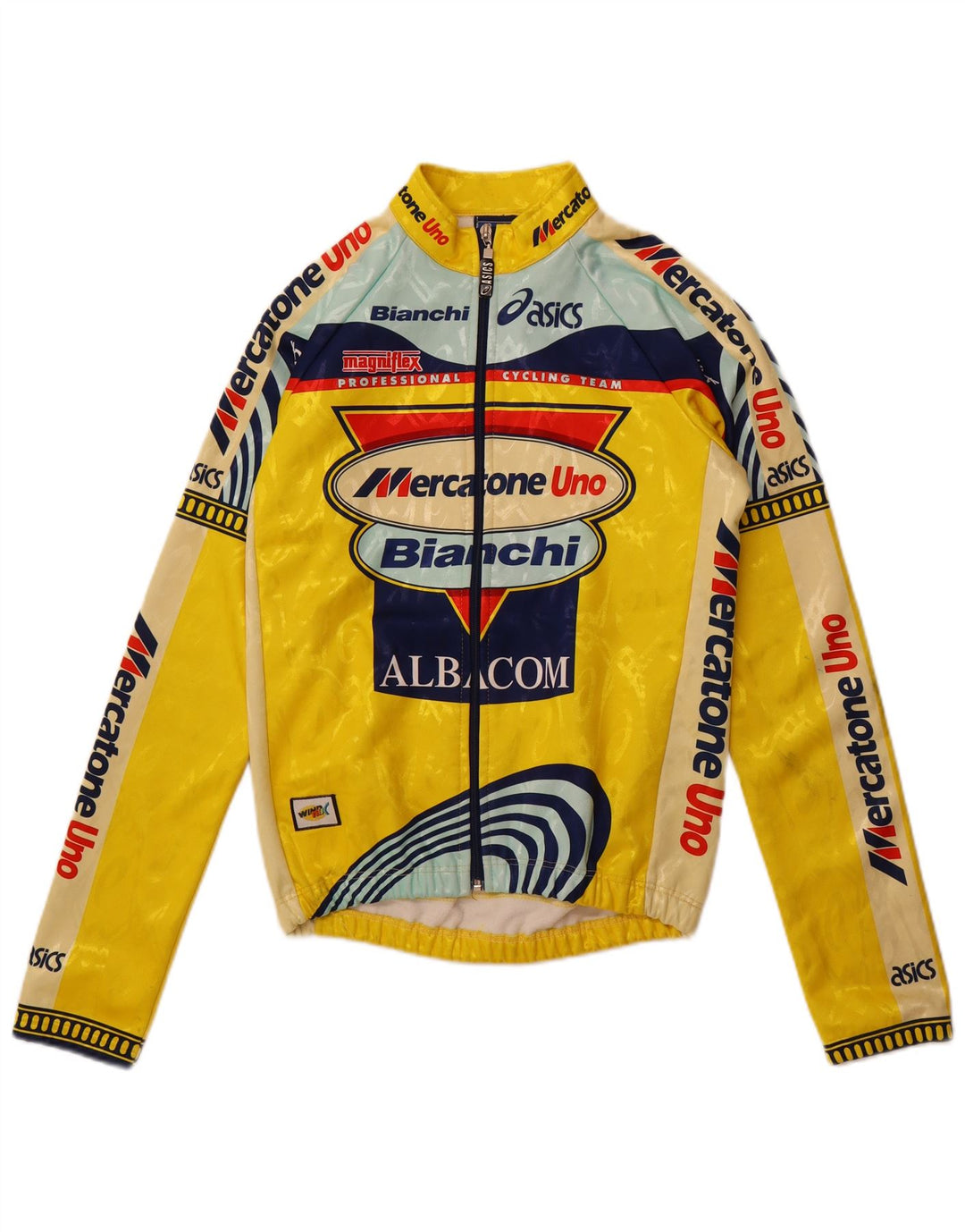 Asics Veste de survêtement graphique pour hommes, grand jaune, polyester color block