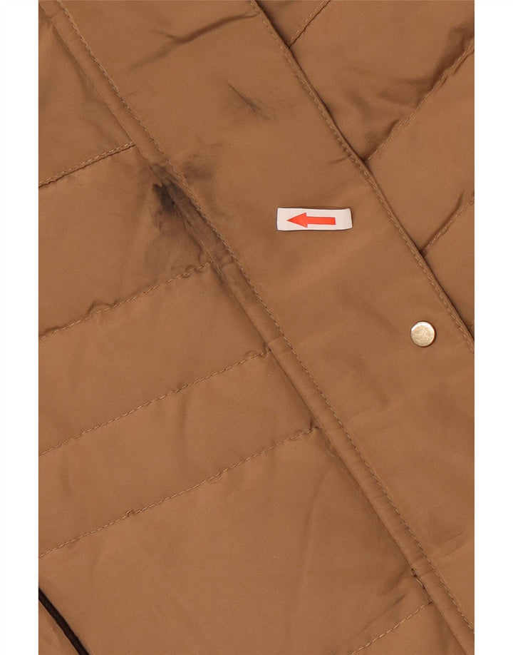 Zara Veste matelassée à capuche pour femme UK 14 Large Marron Polyester