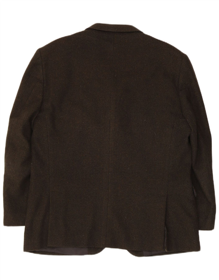 vintage Homme 3 Bouton Blazer Veste IT 54 2XL Kaki Herringbone Cachemire