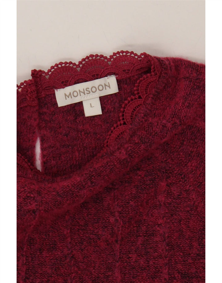 MONSOON Womens Boat Neck Jumper Sweater UK 16 Large Pink Polyester Vintage Monsoon and Second-Hand Monsoon from Messina Hembry 