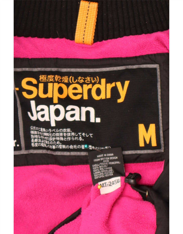 Superdry Veste coupe-vent à capuche pour femme UK 14 Medium Black Nylon
