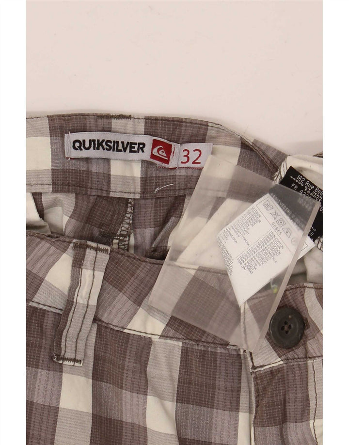 Quiksilver Short cargo W32 en coton à carreaux marron moyen pour homme