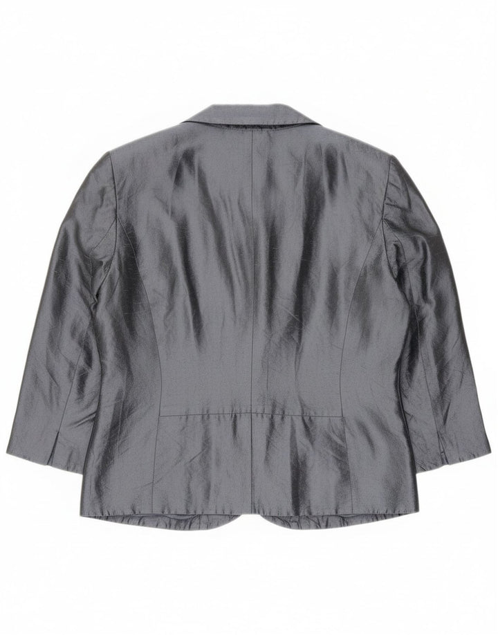 Blunauta Veste blazer courte à 6 boutons pour femme IT 42 Gris moyen en soie