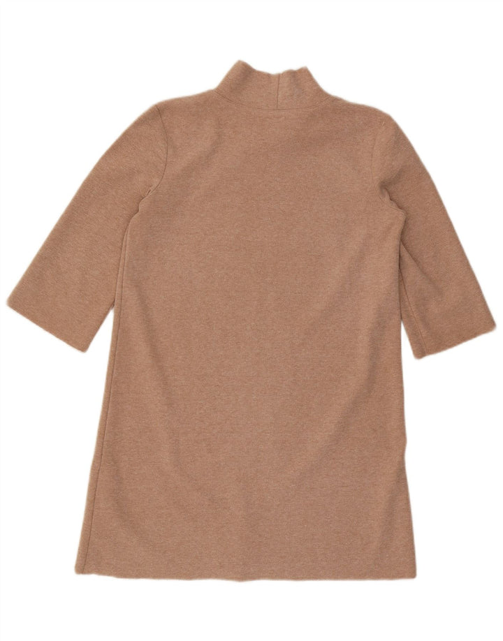 Zara Robe droite à manches 3/4 pour femme UK 10 Petit Polyester Beige