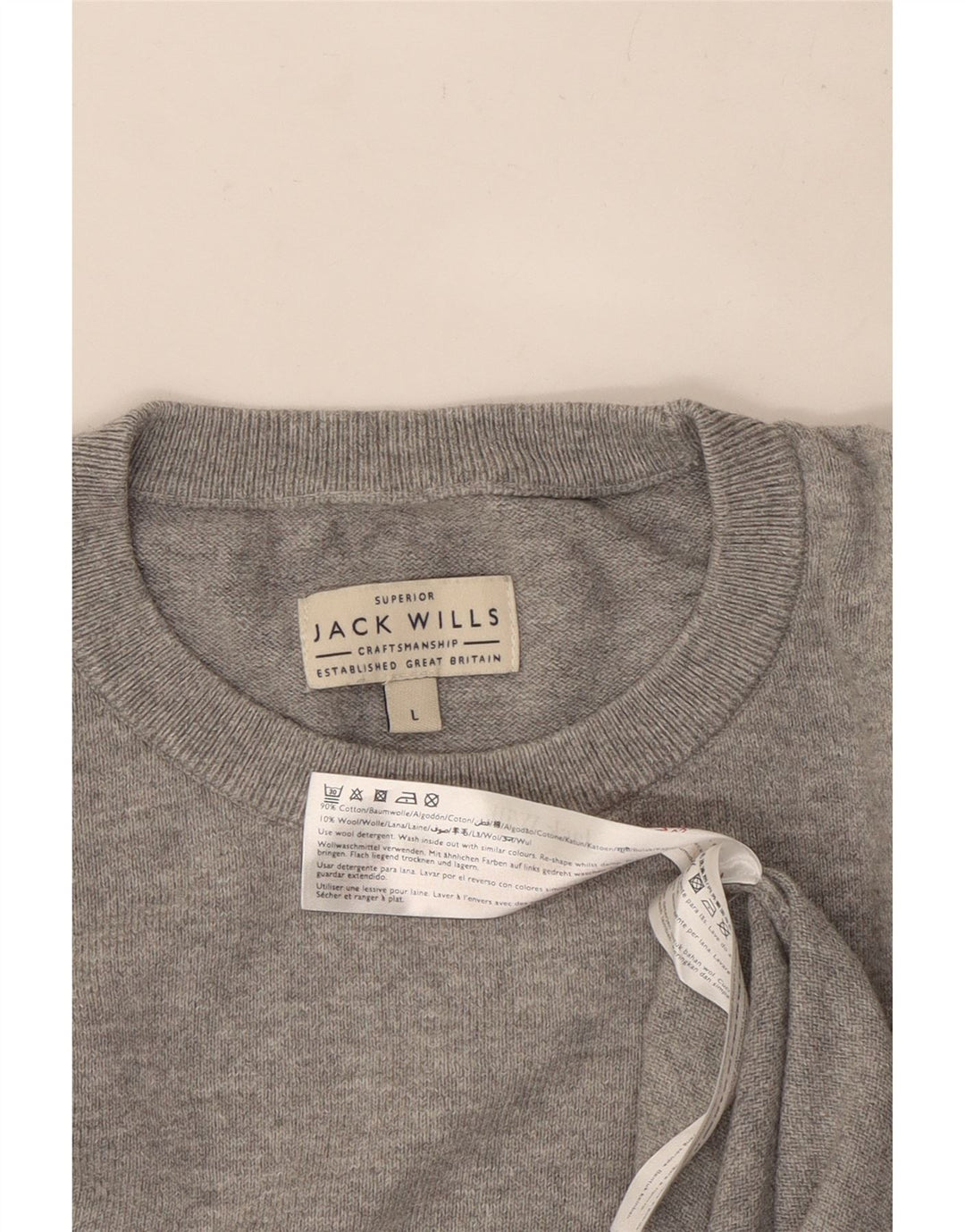 Jack Wills Pull à col rond pour homme en coton gris Taille L