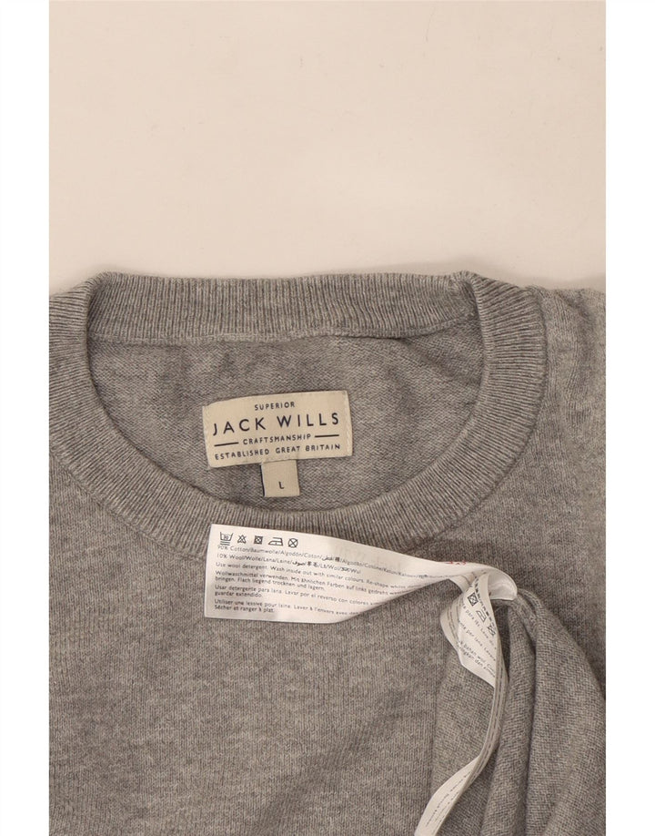 Jack Wills Pull à col rond pour homme en coton gris Taille L