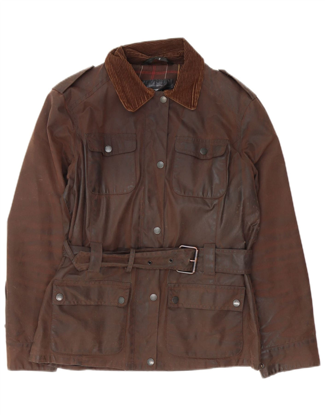 Crane Veste cirée militaire surdimensionnée pour femme UK 10 Small Marron