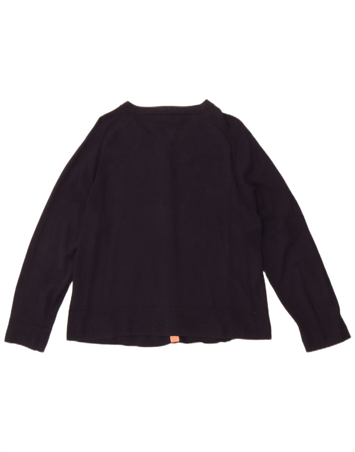 White Stuff Womens Crop Cardigan Sweater UK 14 Large Bleu Marine Laine