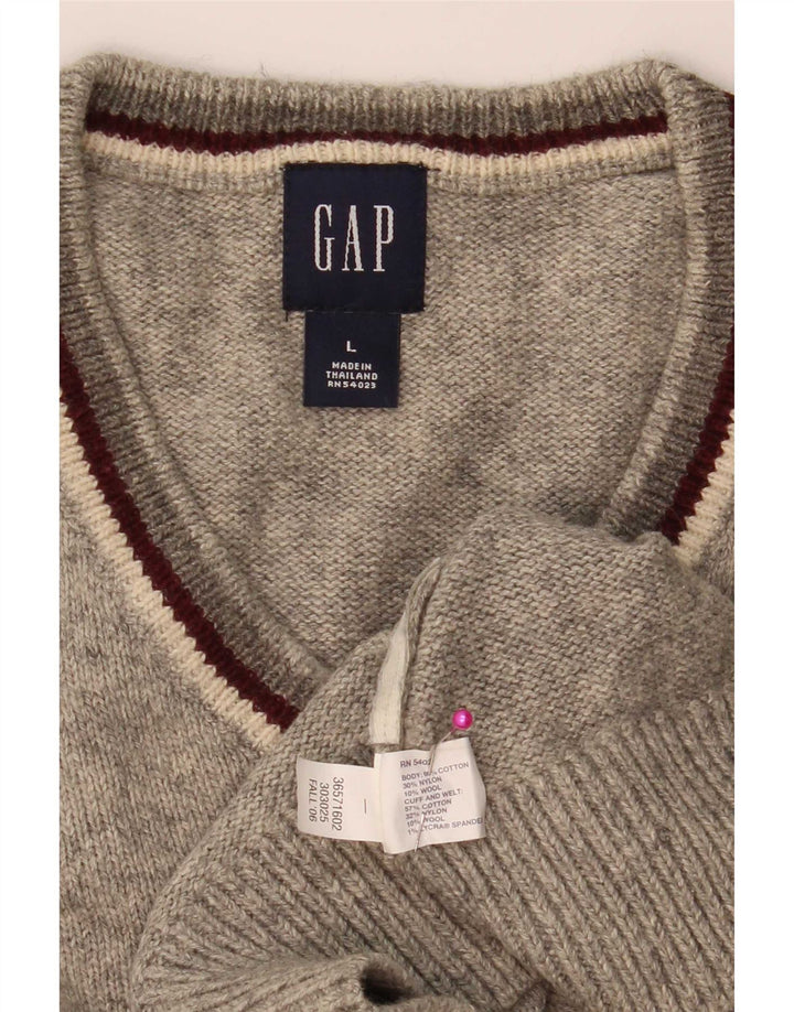 Gap Pull Col V Homme Grand Coton Chiné Gris