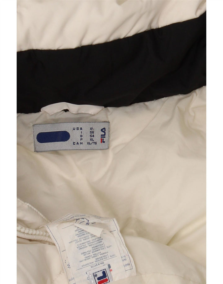 FILA Veste matelassée à capuche pour hommes UK 42 XL Blanc Polyester