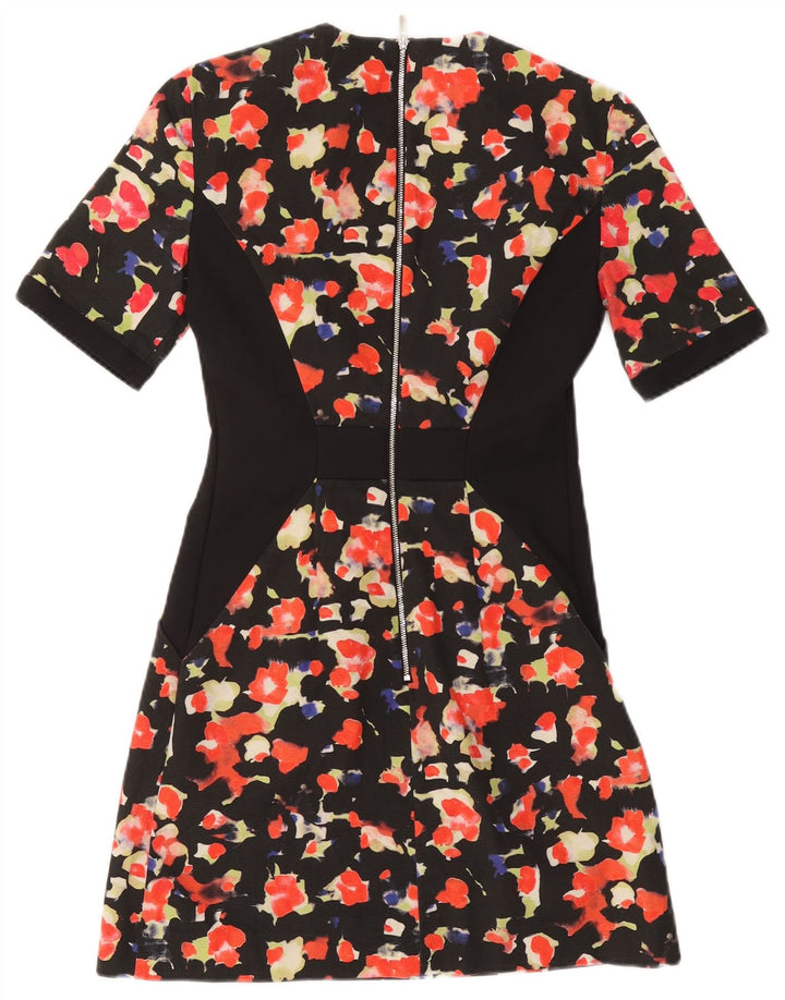 FRENCH CONNECTION Robe trapèze pour femme UK 8 Petit coton floral noir