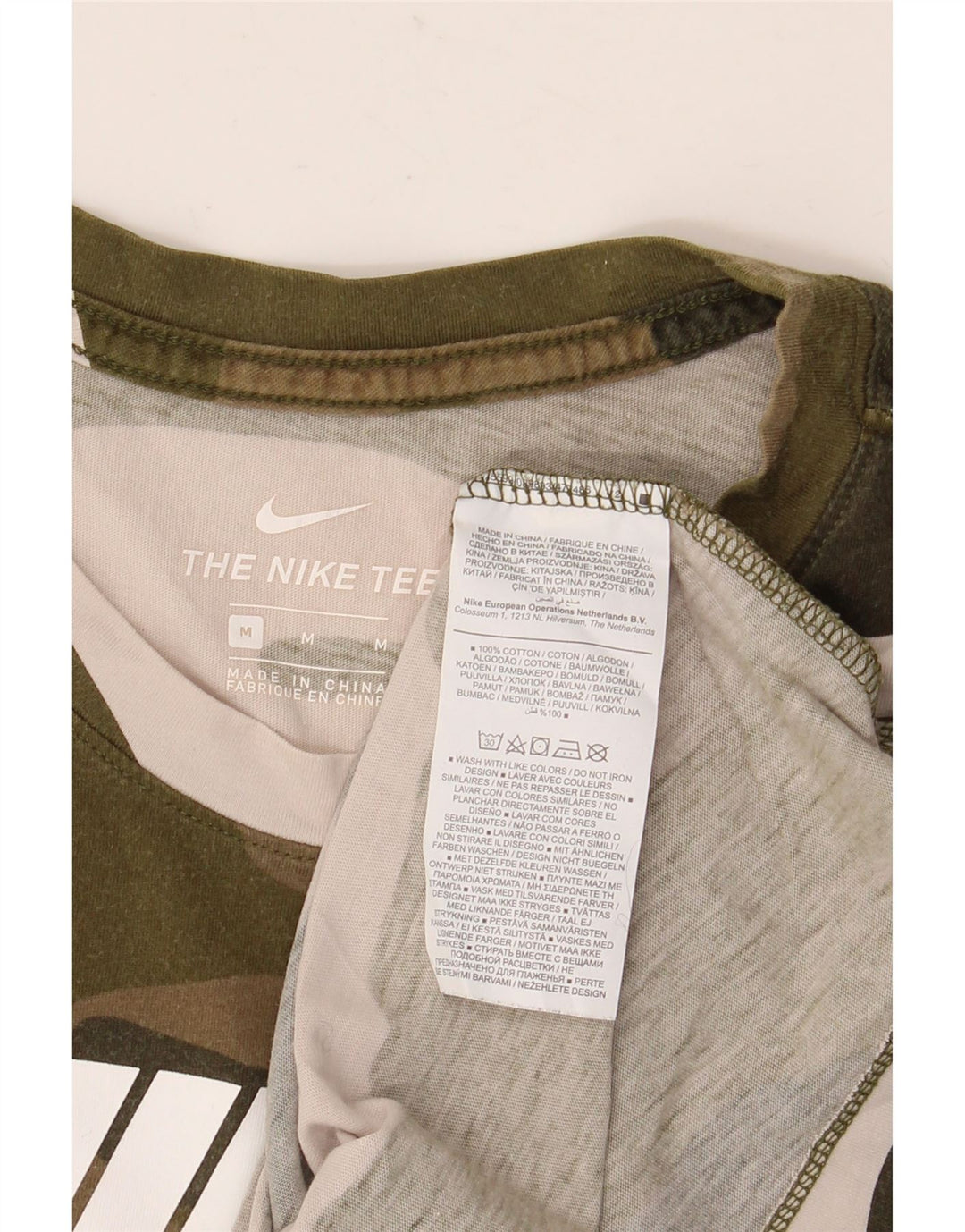 NIKE Homme T-Shirt Graphique Haut Kaki Camouflage Coton