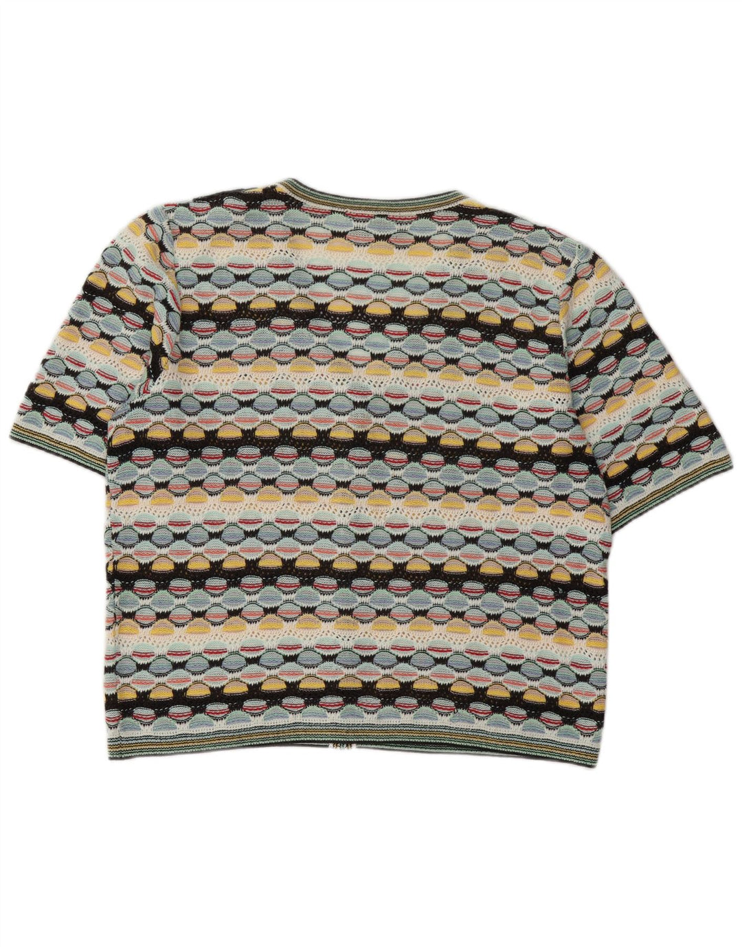 vintage Womens Cardigan Sweater UK 14 Grand Multicolore Géométrique