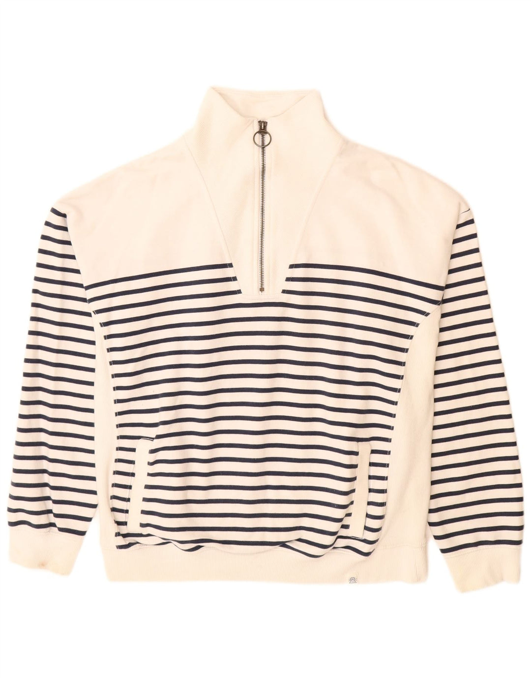 Fat Face Sweat-shirt pour femme en coton rayé blanc cassé Taille 44
