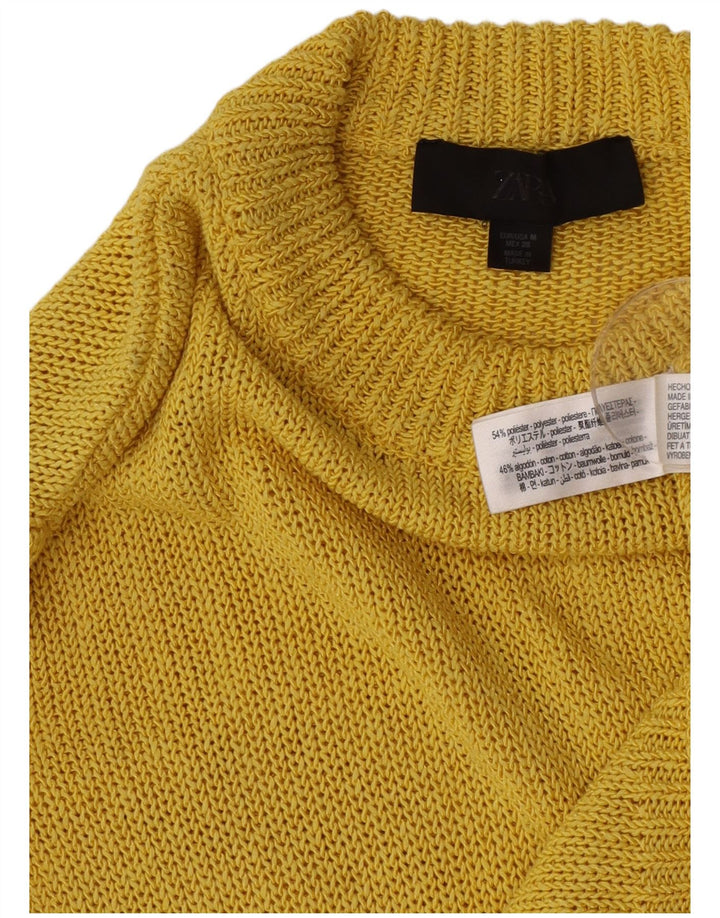 Zara Pull ras du cou pour femme UK 14 Jaune moyen Polyester