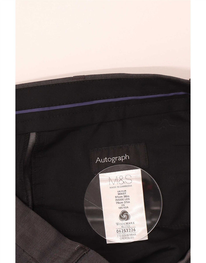 Marks & Spencer Pantalon de costume droit autographe pour homme W36 L31 Gris laine