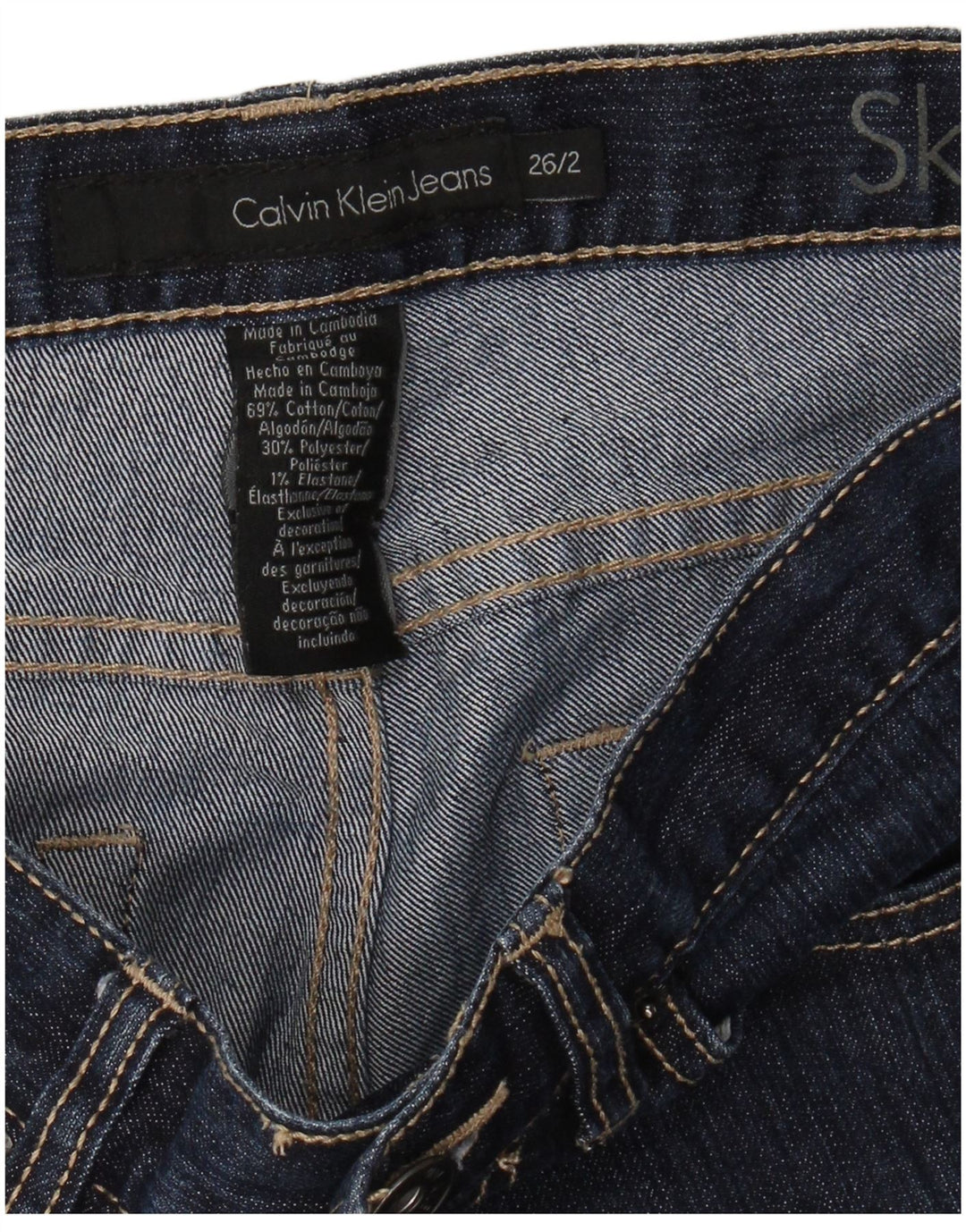CALVIN KLEIN Jean skinny femme US 2 XS W26 L31 Bleu marine Coton