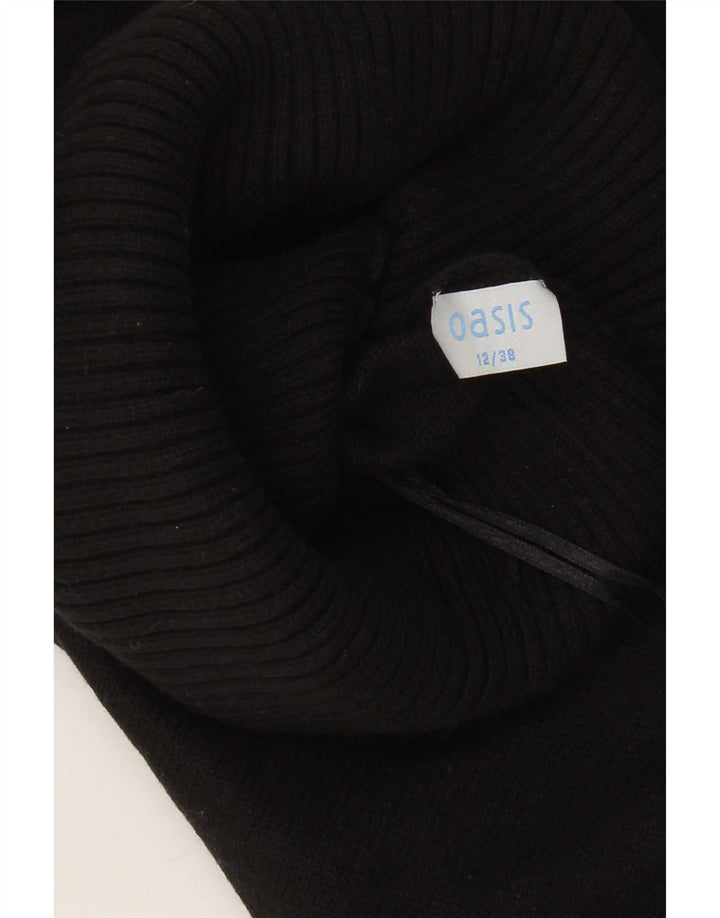 Oasis Pull à manches courtes et col roulé pour femme UK 12 Noir moyen