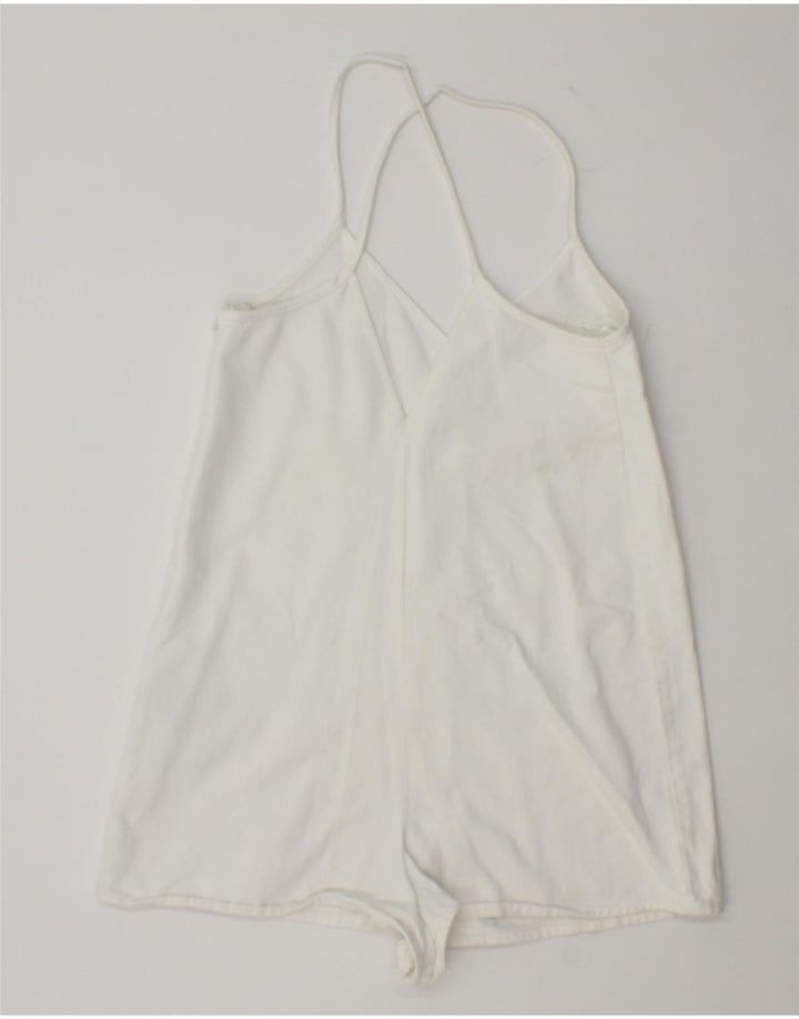 ZARA Combishort Femme UK 10 Petit Coton Blanc