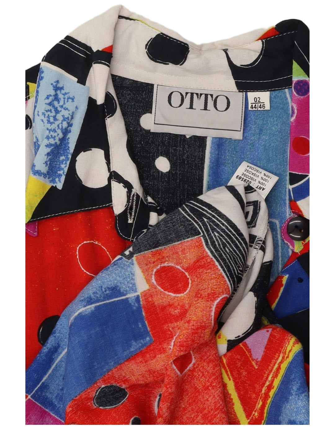 VINTAGE Chemisier Femme EU 44/46 XL Patchwork Multicolore Viscose