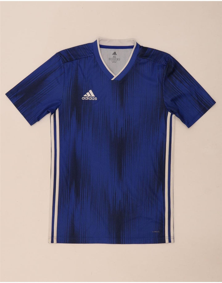 Adidas Hommes Climalite T-Shirt Top XS Bleu Géométrique Polyester