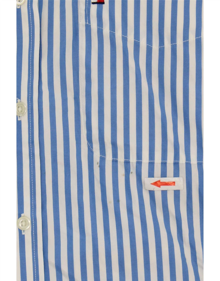 Tommy Hilfiger Chemise Homme Bleu Moyen En Coton À Fines Rayures