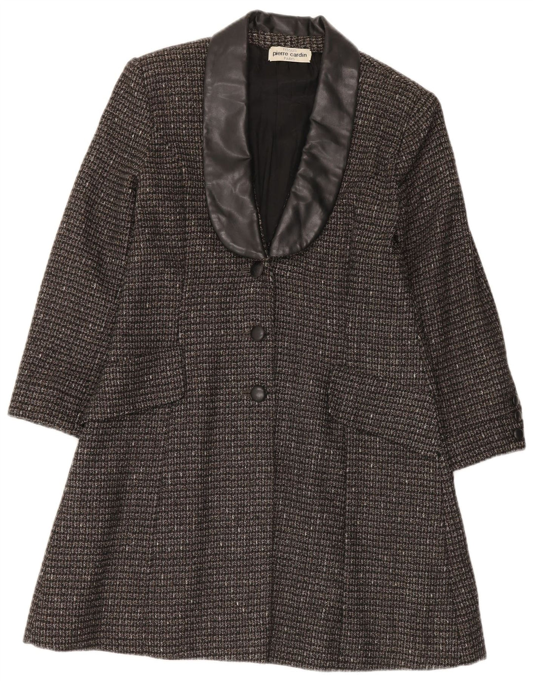 Pierre Cardin Manteau Femme UK 10 Petit Noir Moucheté