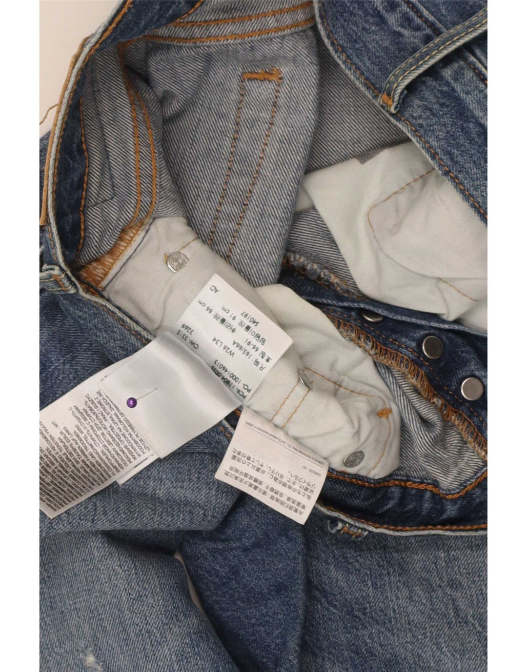 Levi's Jean Droit 501 CT Vieilli Femme W26 L30 Bleu Coton