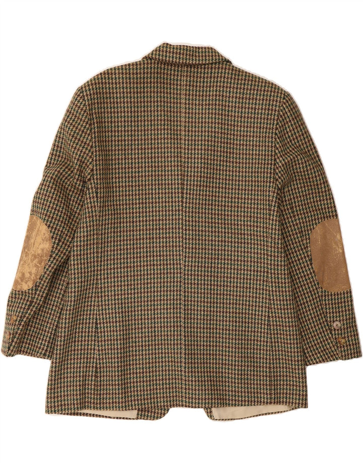 VINTAGE Womens 3 Button Blazer Jacket UK 16 Large  Brown Houndstooth Vintage Vintage and Second-Hand Vintage from Messina Hembry 