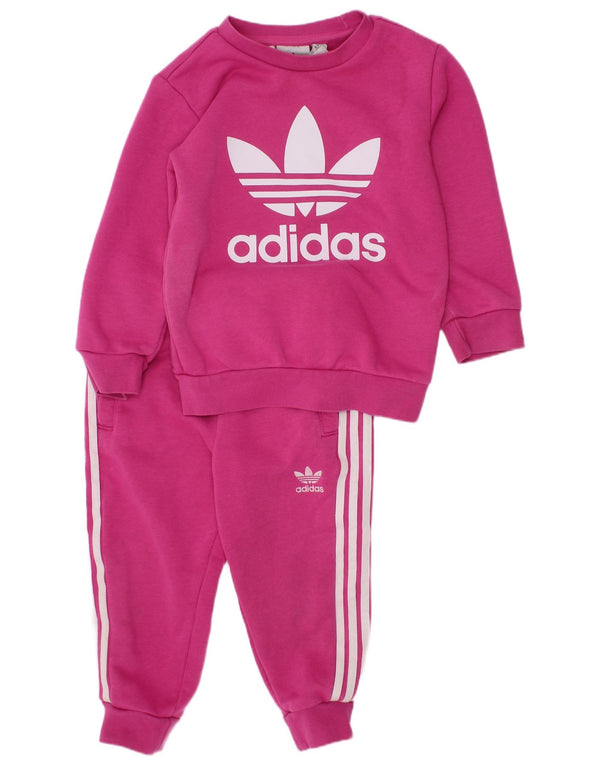 Adidas Survêtement complet graphique pour bébé fille 18-24 mois en coton rose