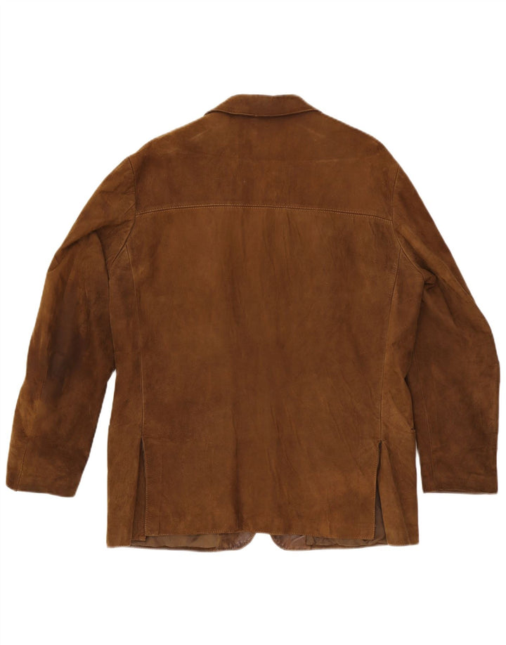 vintage Homme 3 Boutons Blazer En Daim Veste UK 40 Grand Marron