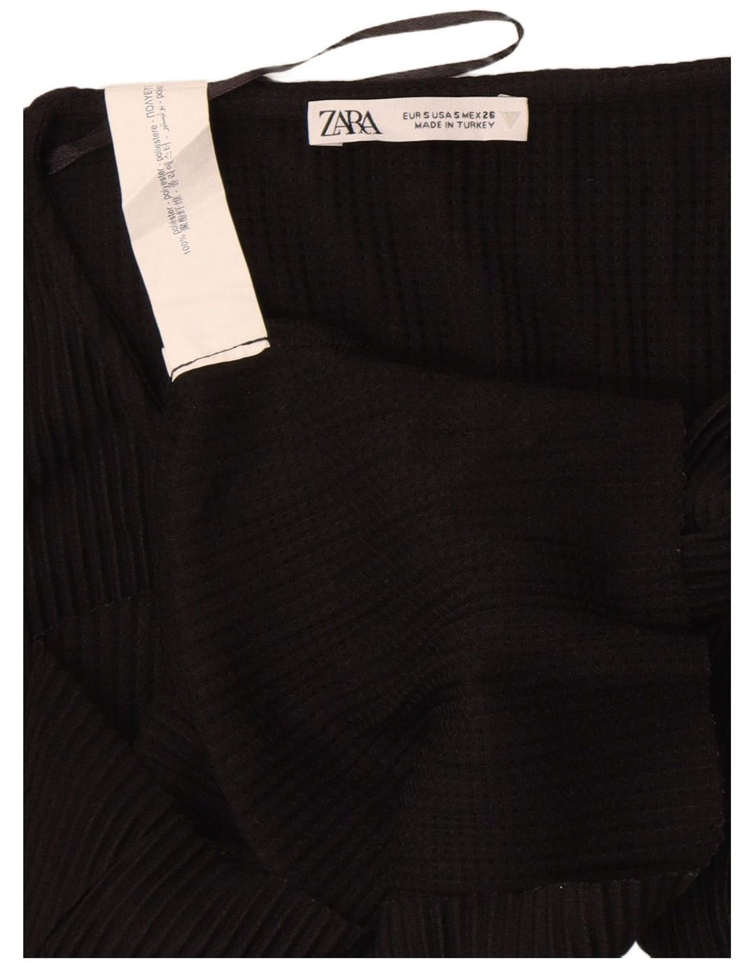 Zara Womens Crop Blouse Top UK 8 Petit Noir Polyester