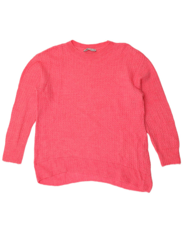 Zara Pull surdimensionné à col bateau pour femme UK 10 Petit Rose