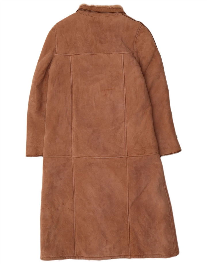 manteau en peau de mouton vintage femme UK 12 Brun moyen