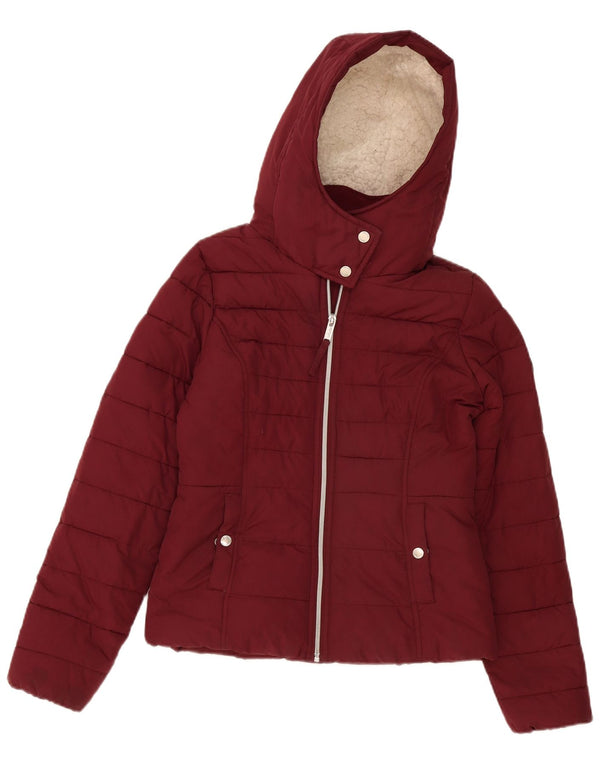 Hollister Veste matelassée à capuche pour femme UK 10 Small Bordeaux