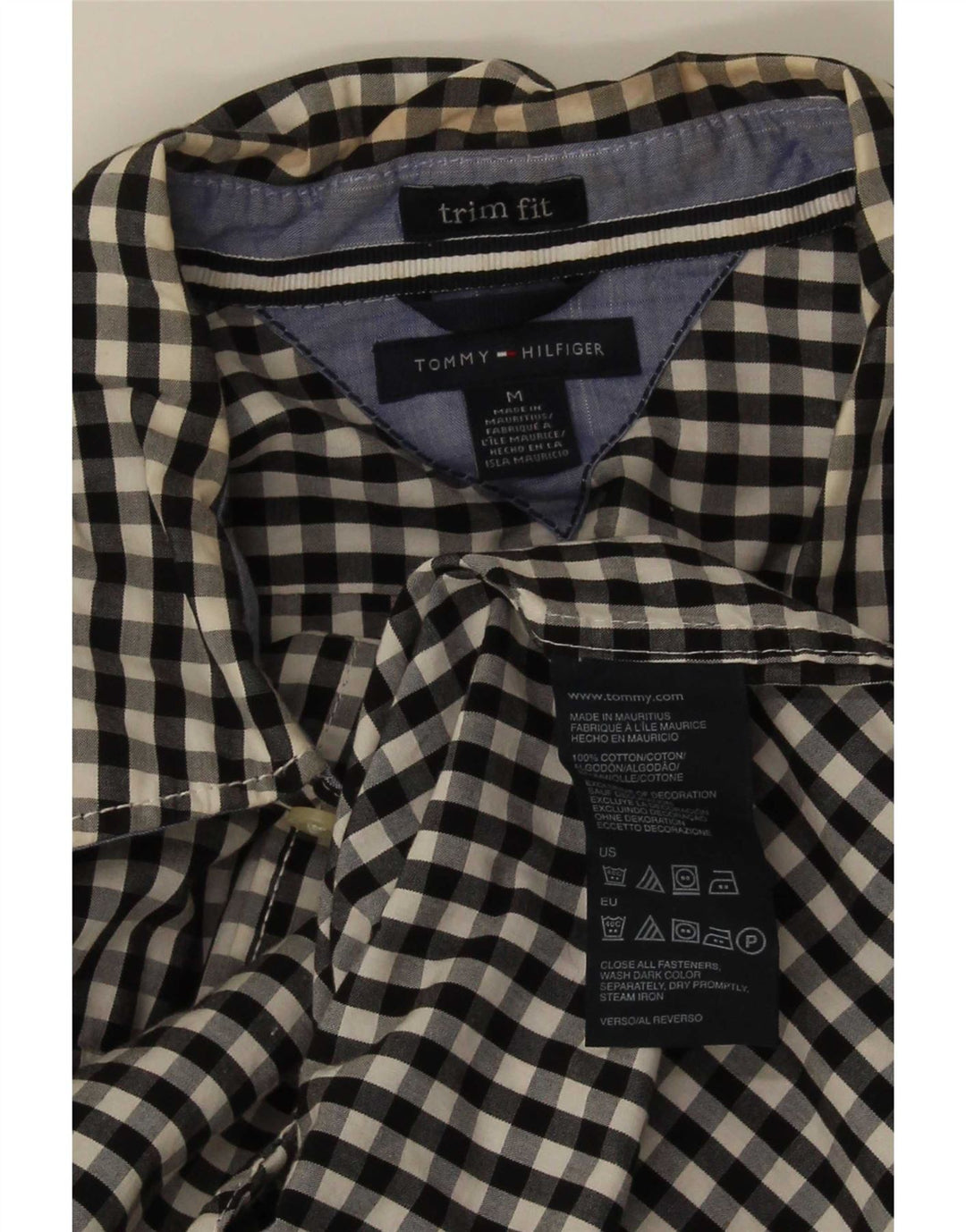 Tommy Hilfiger Chemise ajustée pour homme en coton vichy noir moyen